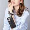 For Samsung Galaxy A53 5G Rhombic Dual Buckle Card Slots Phone Case with Lanyard(Black)