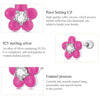 S925 Sterling Silver Fluorescence Pink Flower Women Earrings