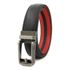 110cm Second Layer Cowhide Men Business Belt Automatic Buckle Belt(Black Red)