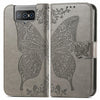 For Asus Zenfone 8 Flip Butterfly Love Flower Embossed Horizontal Flip Leather Case with Holder & Card Slots & Wallet & Lanyard(Gray)
