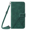 For Samsung Galaxy A33 5G Crossbody 3D Embossed Flip Leather Phone Case(Dark Green)