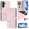 For Samsung Galaxy A16 4G Smile Embossing RFID Leather Phone Case(Pink)