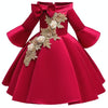 Girls European Style Embroidered Dress Prom Dress, Size:130cm(Red)