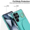 For Samsung Galaxy S25 Ultra 5G Ring Holder Card Bag Skin Feel Phone Case(Green)