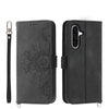 For Samsung Galaxy A26 5G Skin Feel Flowers Embossed Wallet Leather Phone Case(Black)