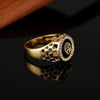 Hip Hop 18K Gold Plated Lion Head Rhinestone Ring for Men, US Size: 10, Inner Diameter: 20mm, Perimeter: 62mm(Gold)