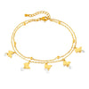 OPK GZ200 Double Layers Stainless Steel Butterfly Anklets(Gold)
