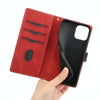 For iPhone 12 Pro Max Grid Stitching Leather Phone Case with Lanyard(Red)
