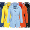Casual  Women Waterproof Waist Hooded Long Coat, Size:M (Sky Blue)