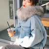 Velvet Thick Denim Jacket Female Winter Big Fur Collar Locomotive Lamb Coat Female Student Short Coat, Size: S(White)