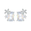 S925 Sterling Silver Platinum-plated Dream Flower Large Main Stone Earrings(SCE1724)