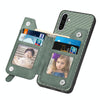 For Samsung Galaxy S25 5G Carbon Fiber Horizontal Flip Zipper Wallet Phone Case(Green)