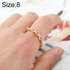 Simple Stylish Ladies Full Rhinestone Twist Modelling Ring(Gold US Size:8)