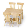 5 PCS / Set 1:12 Mini Dollhouse Furniture Wooden Dining Table Chair Set Pocket Toy(Wood)