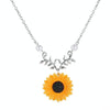 Delicate Sunflower Pendant Necklace Women Creative Imitation Pearls Jewelry Necklace(Silver)
