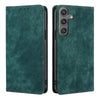 For Samsung Galaxy S25 5G RFID Anti-theft Brush Magnetic Leather Phone Case(Green)
