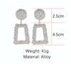 Exaggerated Scrub Geometric Earrings Trapezoidal Long Metal Earrings(Silver)