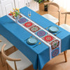 PVC Waterproof Oil-proof Embroidery Yarn Tablecloth, Size: 140x140cm(Navy Blue Ethnic Style)