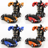 One-click Transforming Toy Car Impact Deformation Toy Model Car(Blue)