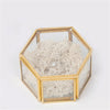 Hand Soldered Six-sided Clamshell C Wedding Ring Box Eternal Flower Box, Size:12x11x6cm(Gold)