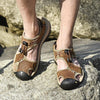 Summer Large Size Men Beach Shoes Leather Breathable Wading Casual Sandals, Size: 41(Dark Brown)