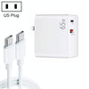 PD-65W USB-C / Type-C + QC3. 0 USB Laptop Charging Adapter + 2m USB-C / Type-C to USB-C / Type-C Data Cable Set, US Plug(White)