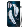 For Samsung Galaxy A32 5G Crystal Texture Colored Drawing Leather Phone Case(White Butterfly Feathers)