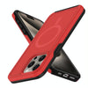 For iPhone 12 Pro Max Shockproof MagSafe Armor PC Hybrid TPU Phone Case(Red+Black)