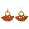 1 Pairs Ethnic Style Cotton Tassel Earrings Exaggerated Earrings Long Earrings(Coffee)