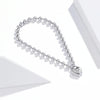 S925 Sterling Silver Heart-shaped Punk Beads Women Bracelet Jewelry, Size:19cm