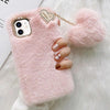 For iPhone 12 mini Gold Diamond Flower Decorated Plush Silicone Phone Case with Pendant(Pink)