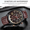 Curren 8324 Six-hand Leather Strap Waterproof Men Watch With Calendar, Color: Black Shell Coffee