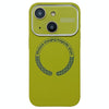 For iPhone 13 Large Window Acrylic Glass Lens MagSafe Silicone Phone Case(Willow Green)
