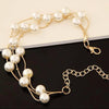 Pearl Multi-Layer Temperament Necklace Earring Bracelet set, Metal color:Gold