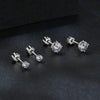 MSE062 S925 Sterling Silver Plated With Platinum Four-Claw Shining Moissanite Earrings, Size: S
