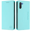 For Samsung Galaxy Note10 RC01 Dual-Folded Magnetic Suction RFID Leather Phone Case(Mint Green)
