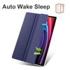 For Samsung Galaxy Tab S10 FE / S9 3-folding Transparent TPU Smart Leather Tablet Case with Pen Slot(Dark Blue)