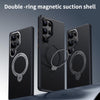 For Samsung Galaxy S25 Ultra 5G Double Ring MagSafe Holder Carbon Fibre Phone Case(Black)
