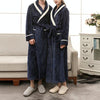Female Couple Models Thick Warm Long Paragraph Large Size Terry Cloth Bathrobe, Size:M(Navy)