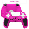 For Sony PS5 Splicing Color Silicone Gamepad Protective Case without Rocker Caps(Pink Black)