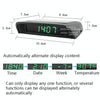Solar Night Light Car Clock Automotive Electronic Clock Temperature Time+Date+Week+Temperature(Green Light)