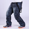 Men Snow Pants Cowboy Style Winter Outdoor Snowboarding Skiing Trousers with Belt, Size: XXL(Blue)