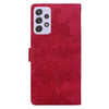 For Samsung Galaxy A53 5G Lace Floral Embossed Magnetic Buckle PU Phone Case With Wrist Strap(Red)