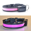 USB Rechargeable LED Dog Collar, Pink, Large 50-60cm