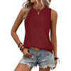 Women Spring Summer Round Neck Printed Vest T-Shirt Top, Size: S(Wine Red)