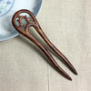 Classical sandalwood tassel hairpin-U-shaped Carving + Gift Box, Gift Box Colors Are Random(Red)