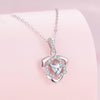 BSN299 Sterling Silver S925 Rose Heart Pendant White Gold Plated Zircon Necklace