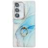 For Samsung Galaxy A36 5G Electroplated Marble Texture Ring Holder Phone Case(Light Blue S5)