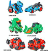 2 In 1 Dinosaur Transforming Engineering Car Inertial Automatic Crash Toy, Color: Racing-T-Rex Yellow