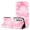 For Samsung Galaxy S25 5G Colored Drawing Marble Pattern Leather Phone Case(Pink Marble)